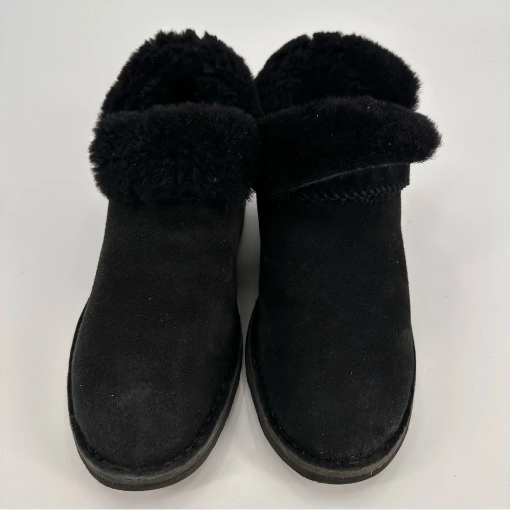 UGG Black Suede Roll Down Shearling Boots Size 8